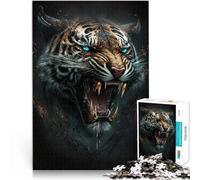 Precision Cut 1000 Piece Jigsaw Puzzle Tiger Roaring Fierce Made of wood for age 14+ Learning Educational Toys Family Games Games Toys Gift。size:50x75cm/19.68x29.52inch