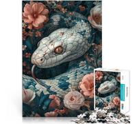 Precision Cut 1000 Piece Jigsaw Puzzle white snake in flower Made of cardboard for age 14+ Beautiful design gameBeautiful design game A work of art。size:26x38cm/10.24x14.96inch
