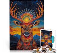 Precision Cut 2000 Piece Jigsaw Puzzle Deer Art Style Made of cardboard for age 14+ DIY Toys Unique gifts for birthday and Christmas。size：70x100cm/27.5x39.3inch