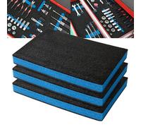 Precision Defined Tool Box Foam - Protective Inserts for Cases, Polyethylene Tool Foam for Cases, Cushion Insert for Toolboxes - Black/Blue (45.7 x 30.4 x 5 cm, 3 pack)