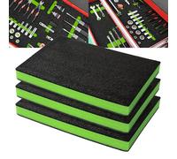 Precision Defined Tool Box Foam - Protective Inserts for Cases, Polyethylene Tool Foam for Cases, Cushion Insert for Toolboxes - Black/Green (45.7 x 30.4 x 5 cm, 3 pack)