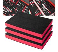 Precision Defined Tool Box Foam - Protective Inserts for Cases, Polyethylene Tool Foam for Cases, Cushion Insert for Toolboxes - Black/Red (45.7 x 30.4 x 5 cm, 3 pack)