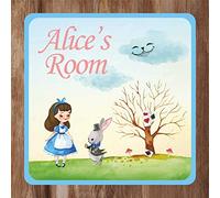 Precision Designs Alice Rabbit Cards Theme Kids Bedroom Door Sign Personalised for You - Any Name! Door Plaque,Girls/Boys,Nursery,Decor,Kids Room,Fairy Tale Multicoloured