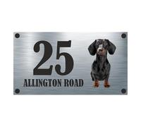 Precision Designs Dog Collection - Colour Dachshund Aluminium House Sign Personalised With Your House Name/Number & Street Name