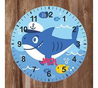 Precision Designs Under The Sea - Kids Shark Clock - Personalised with Any Name - Size 25cm Wall Mountable - Unique Gift