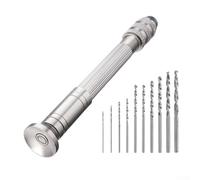 Precision Drill 0.3-3.2mm Manual Hand Auger for Hobby Craft Carving Resin Molds Electronic Assembling Portable Kit Silver 89x14mm(11pcs set)