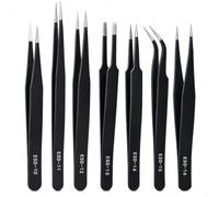 Precision ESD Anti-Static Tweezers, 7 pcs Stainless Steel Tweezers Set for Electronics, Jewelry-Making, Laboratory Work, Repairing, Hobbies