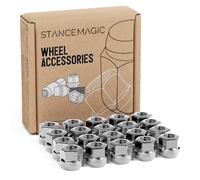 Precision European Motorwerks 20pc Silver Chrome Open End Lug Nuts - 7/16-20 Thread Size - 0.85" Length - Cone Conical Taper Acorn Seat - Installs with 19mm or 3/4 Hex Socket