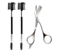 Precision Eyebrow Scissors with 2 Eyebrow Combs - Stainless Steel Eyebrow Trimmer for Women & Men, Sleek Silver Brow Shaping Grooming Kit