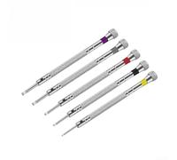 Precision Flathead Screwdriver Kit 0.8-1.6mm for Electronics | 5 flat tip sizes 0.8-1.6mm, color-coded handles, stainless steel build, knurled grip, watch repair