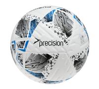 Precision Fusion Plus FIFA Basic Training Football, 12 Panel Textured TPU Match Ball, PU Sealed Seams, Grass 3G Astro, White/Silver/Cyan/Black, 5