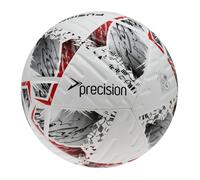 Precision Fusion Plus FIFA Basic Training Football, 12 Panel Textured TPU Match Ball, PU Sealed Seams, Grass 3G Astro, White/Silver/Red/Black, 5