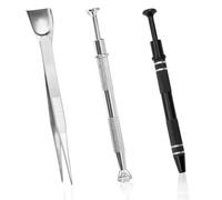 Precision Grabber Tool Set - 3 Stainless Steel Tweezers & 4-Claw Bead Pick Up Tools for Jewelry, Electronics, DIY Crafts, Hobby Model Building (Black+Silver)