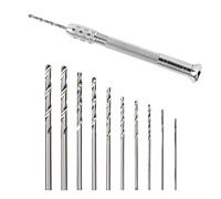 Precision Hand Drill Set, with10 Pcs 0.3-3.0mm Mini Drill Bit, for Craft, Jewellery Making, Resin, DIY and Model Building, Silver Chuck for Fine Detailing and Miniature Work