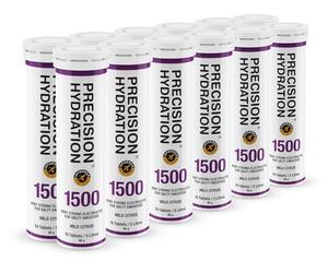 Precision Hydration Electrolytes Tablets - Multi Strength Effervescent Hydration Tablet - Combats Cramp - Low Calorie, Gluten Free, Vegan/Vegetarian Friendly (12 Tubes, 1500mg/L - Purple)