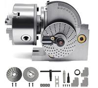 Precision indexing Heads Set with Three-jaw Chuck and Tailstock for milling and Rotary Table Applications (4in/100mmchuck)