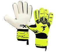 Precision Training Fusion X Flat Cut Essential Football Junor Goalkeeper Gloves, Fluo Yellow, 7