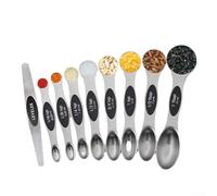 Precision Kitchen Tools 8 Piece Stainless Steel Measuring Spoons for Any Recipe Needs (Black)