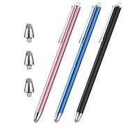 Precision Long Stylus Pens for Touch Screens with 3 Fiber Tips | Extra-long body design,universal stylus pen for iPhone Duo ,all capacitive touch devices, 3 replaceable fiber tips