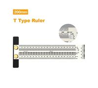 Precision Marking T-Rule Stainless Steel T Type Hole Ruler for Woodworking Marking Scribing Line Carpenter Square Measuring Tool(200mm)