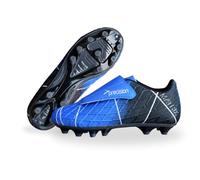 Precision Matrix Firm Ground Football Boots, Kids Laceless Secure Fit, Comfortable, Durable, Ideal for Junior Footballers, Blue, Size 12 UK Child
