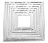 Precision Metal Crafting Dies Set - 7 Stitched Square Shapes for Scrapbooking, Card-Making & DIY Projects, Compatible with Sizzix, and More