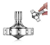Precision Metal Spinning Top, Perfectly Balanced, Spin Smooth, Extra Long Spin Time, More than 12 Minutes, Portable EDC Stress Relieving toys Toy (L, Silver)