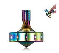 Precision Metal Spinning Top, Perfectly Balanced, Spin Smooth, Extra Long Spin Time, More than 12 Minutes, Portable EDC Stress Relieving toys Toy (S, Iridescent)