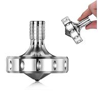 Precision Metal Spinning Top, Perfectly Balanced, Spin Smooth, Extra Long Spin Time, More than 12 Minutes, Portable EDC Stress Relieving toys Toy (M, Silver)