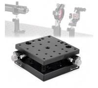 Precision Micrometer Adjustable Platform, ±2° Tilt Stage, Black Anodized Aluminum, Horizontal Swing, Ideal for Microscopy and Optical Lab Equipment