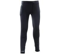 Precision Padded Goalkeeper Trousers, Protective Baselayer Football Leggings, Black Sports Tights with Hip and Knee Padding for Keepers, L