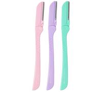 Brushworks Precision Eyebrow Razors (Pastel) - 3 Pack Stainless Steel Foldable Facial Razors for Women | Precision Hair Remover for Brows, Lip & Peach Fuzz | Vegan & Cruelty-Free