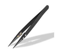 Precision Pointed Ceramic Tweezers, Stainless Steel Ceramic Tweezers for Electronic Repair, DIY Crafting Hobby Tools, Antimagnetic, Non Conductive
