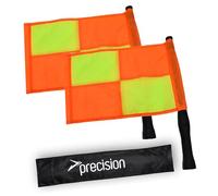 Precision Pro Linesman Flag Set, Pack of 2 Chequered Assistant Referee Flags, Heavy-Duty Grip Handles, Rotatable Flexible Shaft, Carry Sleeve, Ideal for Match Officials