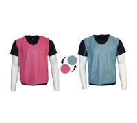 Precision Reversible Mesh Training Bibs, Kids Multi Sport Dual Colour Unisex Design, Football Hockey Rugby, Breathable Polyester, Pink/Sky, 4-9 Years