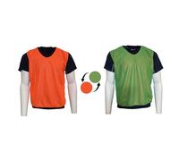 Precision Reversible Mesh Training Bibs, Multi Sport Dual Colour Unisex Design, Football Hockey Rugby, Lightweight and Breathable Polyester, 50" Chest, Adults, Orange/Green
