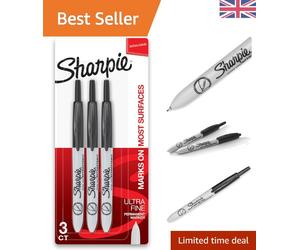Precision Sanford Retractable Black Markers, 3 Ultra Fine Pack