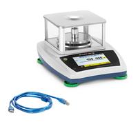 Precision Scale 300 g / 0.001 g Ø 98 mm Touch-lcd Glass Draft Shield - Precision Scales by Steinberg Systems Silver,White