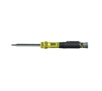 Klein Tools 32613 Precision Screwdriver, Precision HVAC 3-in-1 Pocket Screwdriver with Schrader Bit,Yellow/Black