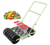 Precision Seeder Hand Push Garden Seeder, 4-Row Manual Farmer Vegetable Planter for Corn Bean Peanut, Adjustable Spacing Spreader for Sowing Seeds