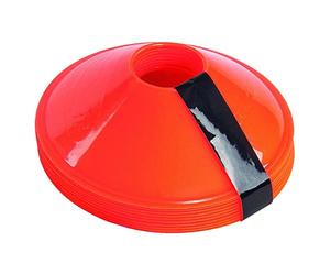 Precision Sleeved Saucer Cones Set of 10, Training Marker Cone for Football Drills, Agility, Speed, Coaching, PE Lessons, Indoor and Outdoor Practice, Orange
