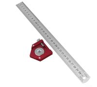 Precision Steel Ruler and Positioning Block with Angle Scriber and Center Finder for Detailed Woodworking Marking and Measurement in Workshop and On Site Tasks (B)