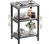 Precision Synergie Industrial Adjustable Bedside Table, 3-Tier Shelves, Grey, 37X30X59.4/62.4/65.4 Cm