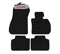 Precision - Tailored Car Mats - Intended for BMW 2 Series Active Tourer 2014-2022 - 4 Piece Set - Non-Slip Floor Mats - Black Carpet - Silver Twist Binding - Fittings Clips - SFP