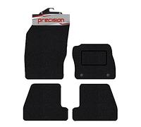 Precision - Tailored Car Mats - Intended for Ford Focus 2011-2018 MK3-4 Piece Set - Non-Slip Floor Mats - Black Carpet - Green Check Binding - Fittings Clips - SFP