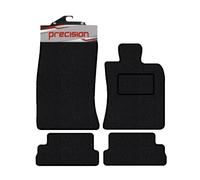 Precision - Tailored Car Mats - Intended for Mini Mini Cabriolet 2009-2015 Convertible - 4 Piece Set - Non-Slip Floor Mats - Black Carpet - Red Check Binding - Fittings Clips - SFP