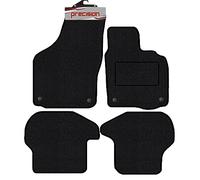 Precision - Tailored Car Mats - Intended for Volkswagen EOS 2006-2010 - 4 Piece Set - Non-Slip Floor Mats - Black Carpet - Silver Twist Binding - Fittings Clips - SFP