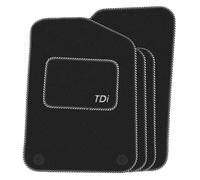 Precision - Tailored Car Mats - Intended for Volkswagen Polo 2009-2018 with a Silver TDi Logo - 4 Piece Set - Non-Slip Floor Mats - Black Carpet - Silver Twist Trim - Fittings Clips