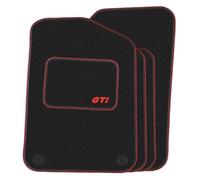 Precision - Tailored Car Mats - Intended for Volkswagen Polo 2018-2022 with a Red GTi Logo - 4 Piece Set - Non-Slip Floor Mats - Black Carpet - Red Twist Trim - Fittings Clips - SFP