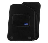 Precision - Tailored Car Mats - Intended for Volkswagen Scirocco 2008-2020 with a Blue TDi Logo - 4 Piece Set - Non-Slip Floor Mats - Black Carpet - Black Solid Trim - Fittings Clips - SFP